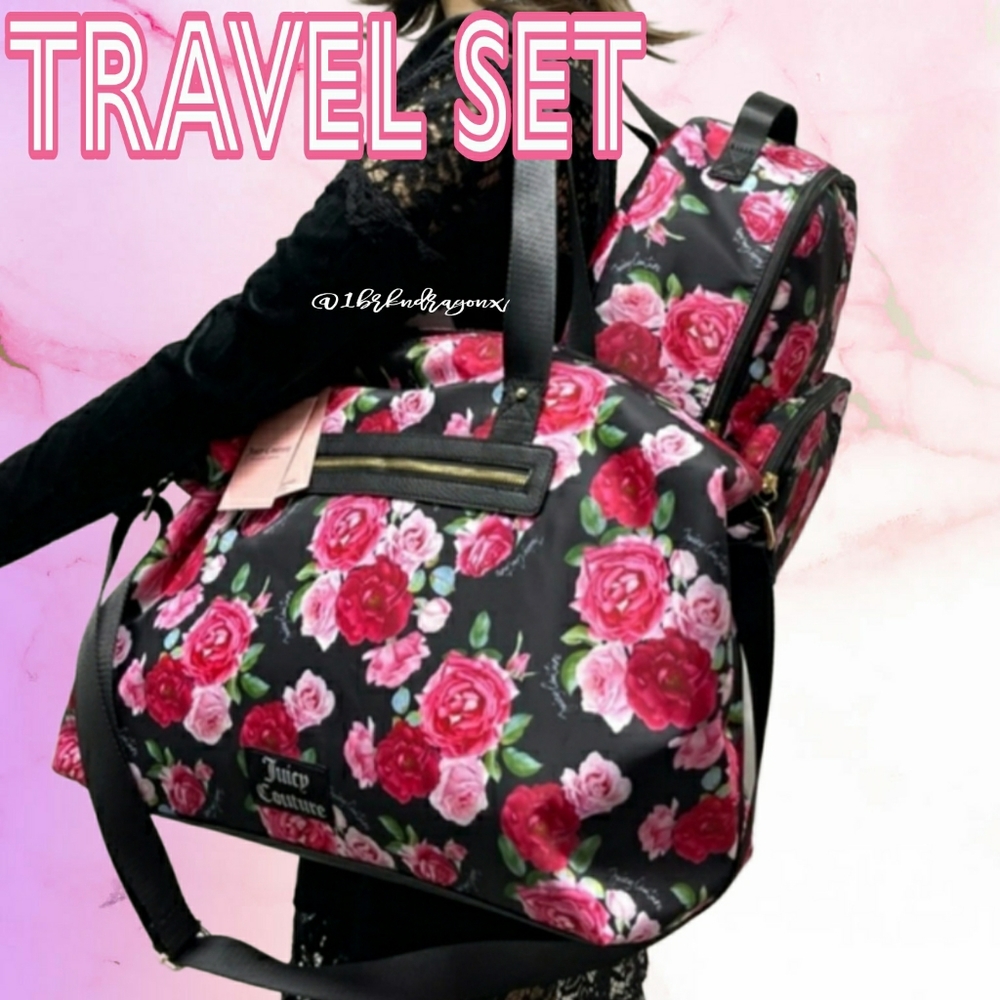 NWT JUICY COUTURE Overnighter Duffle & Backpack Convertible Bundle Travel Bag - Picture 17 of 17